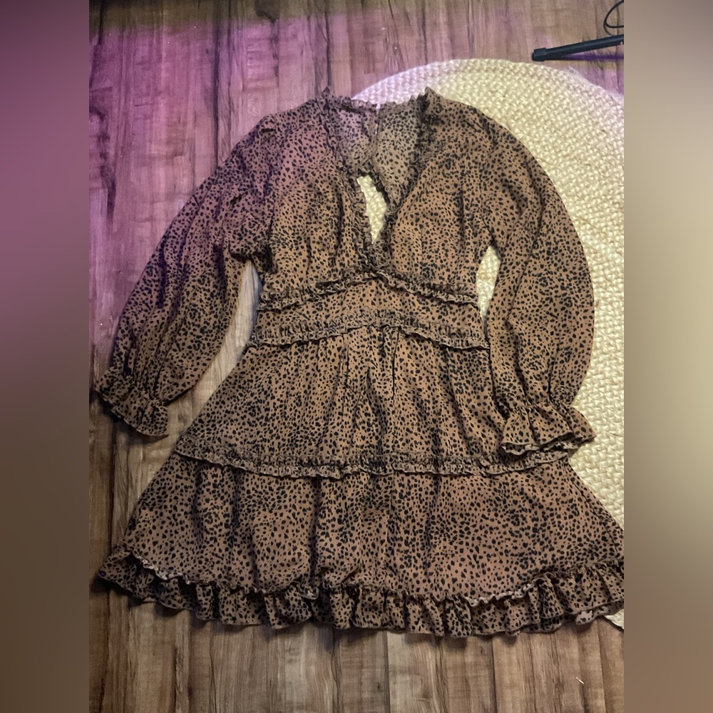 Leopard Print Ruffle Dress